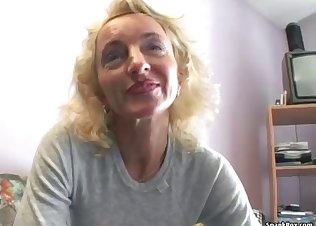 Stunning blonde is sucking with pleasure